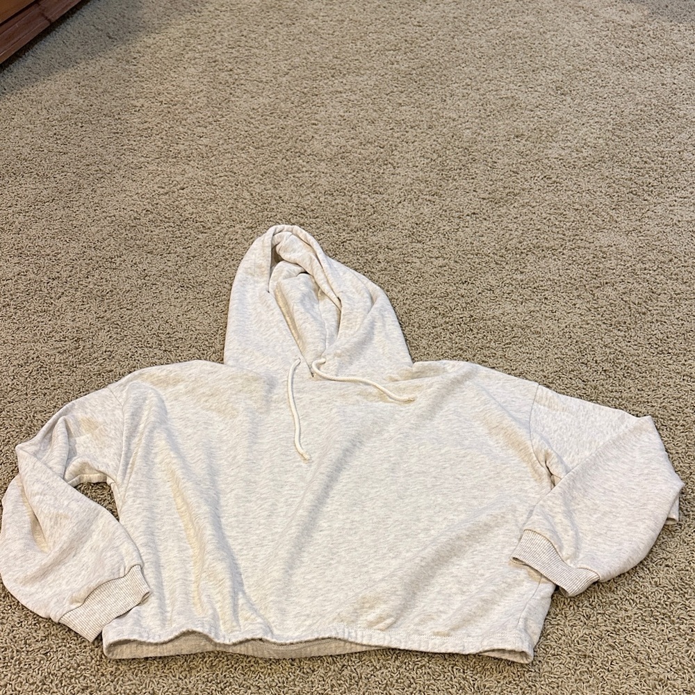 American Eagle Outfitters Women's Cream Hoodie Sweater